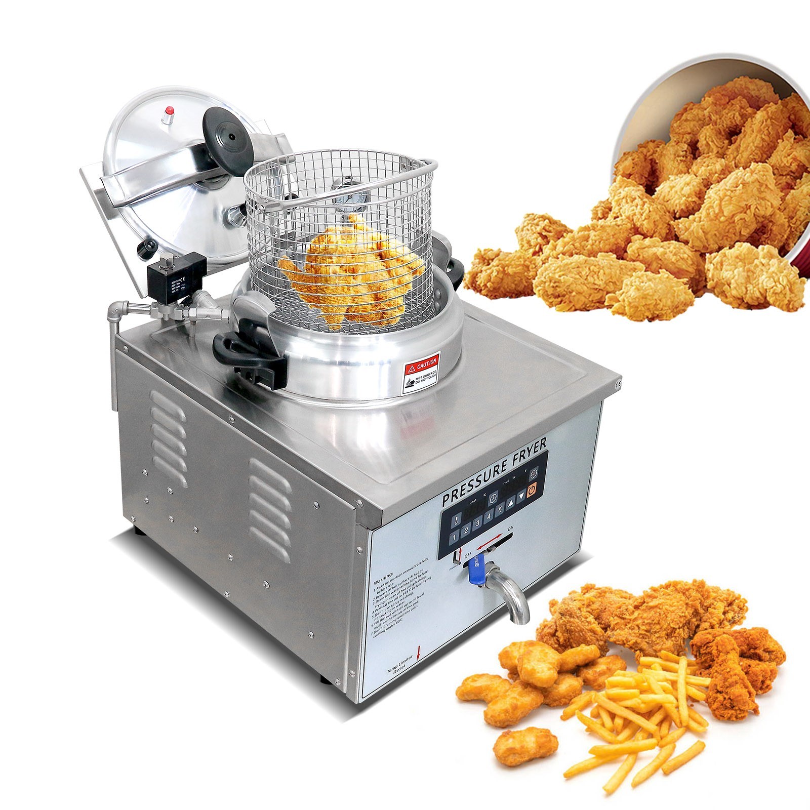 Kolice Commercial 16L Pressure Fryer, Electric Deep Fryer 5-Stage Storage Memory