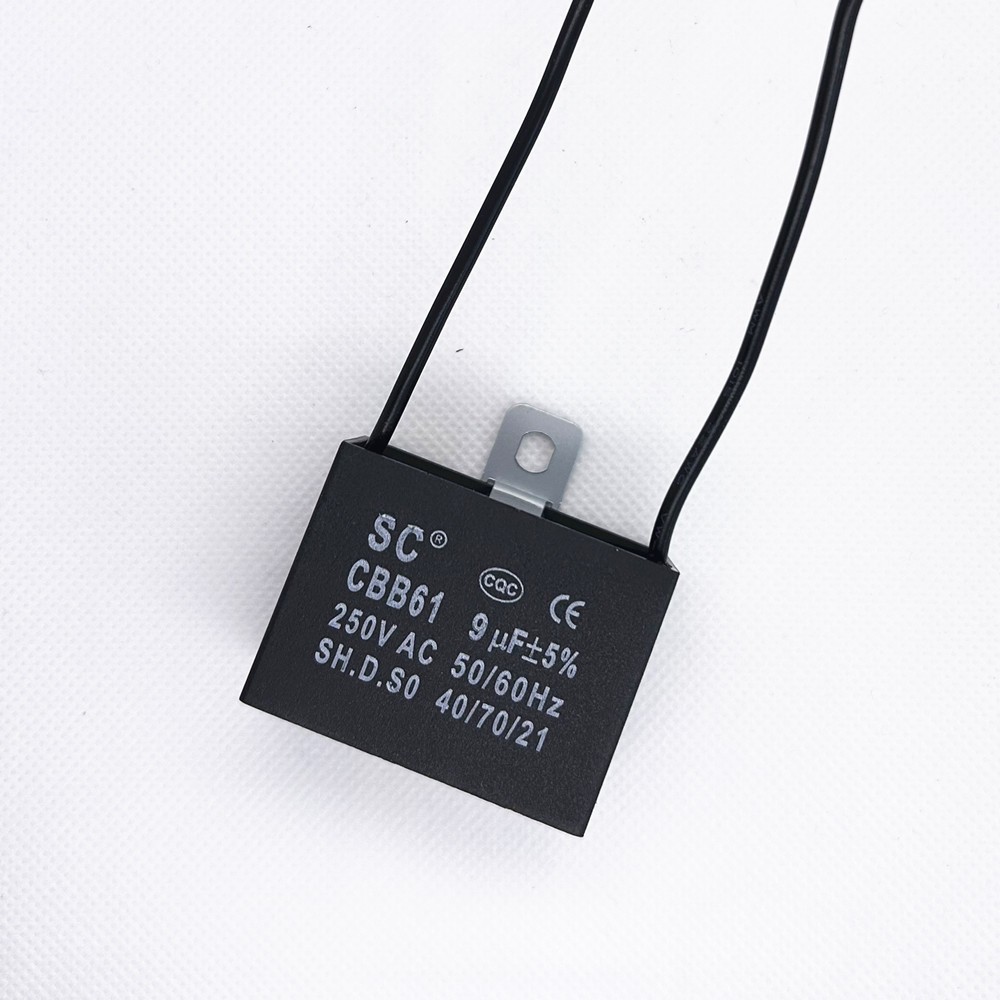 CBB61 9mfd 9uF 9.0uF 250V VAC Fan MOTOR START Capacitor 2 WIRES US STOCK CBB61 9mfd 9uF 9.0uF 250V VAC Fan MOTOR START Capacitor 2 WIRES US STOCK