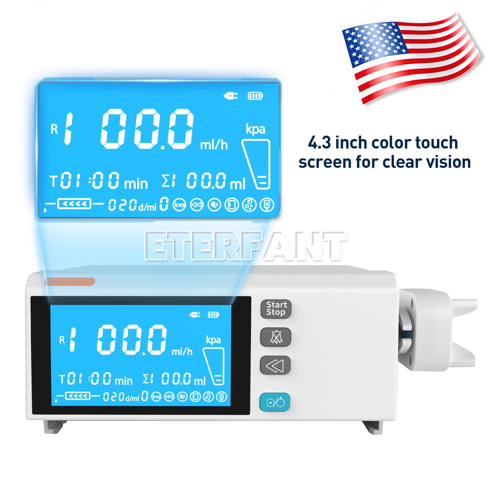 4.3 Inch Color Touch Screen Syringe Pump Stackable Design Medical/Lab Use 4.3 Inch Color Touch Screen Syringe Pump Stackable Design Medical/Lab Use