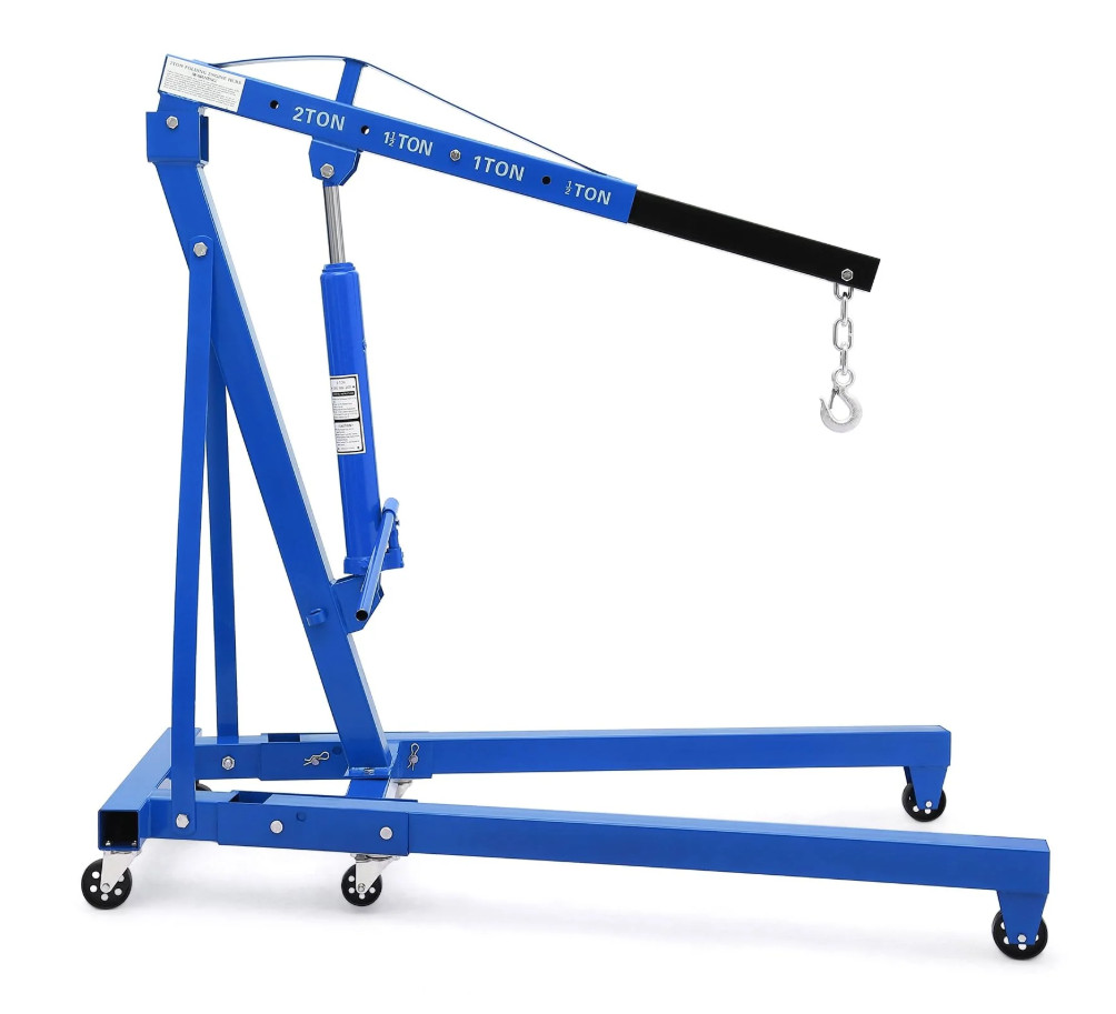 Garvee 2 Ton Hydraulic Engine Hoist Cherry Picker Crane 360° Swivel Hooks Blue Garvee 2 Ton Hydraulic Engine Hoist Cherry Picker Crane 360° Swivel Hooks Blue