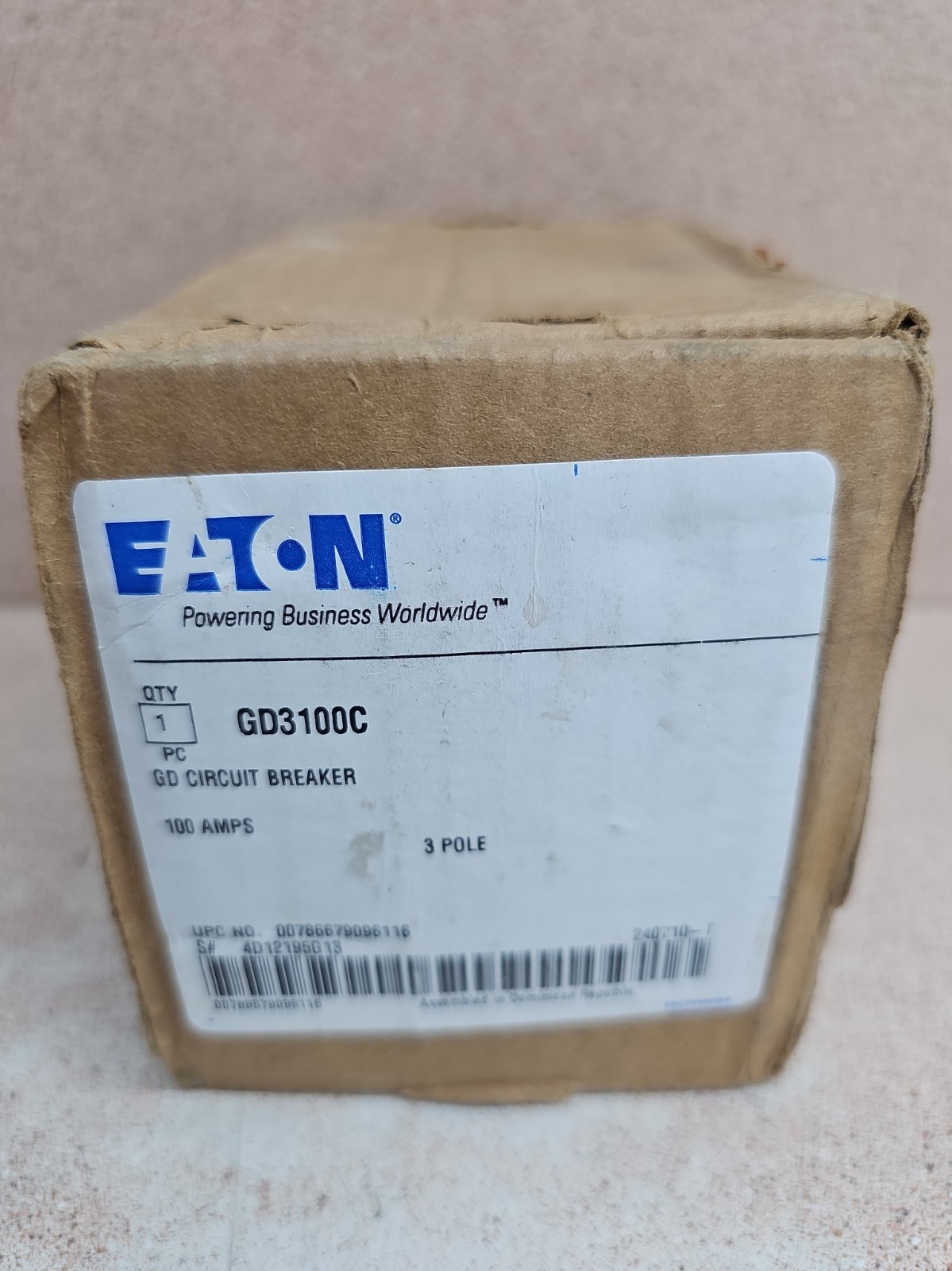 NIB - Eaton - GD3100C - Eaton Series C G-Frame, 100A Molded Case Circuit Breaker NIB - Eaton - GD3100C - Eaton Series C G-Frame, 100A Molded Case Circuit Breaker