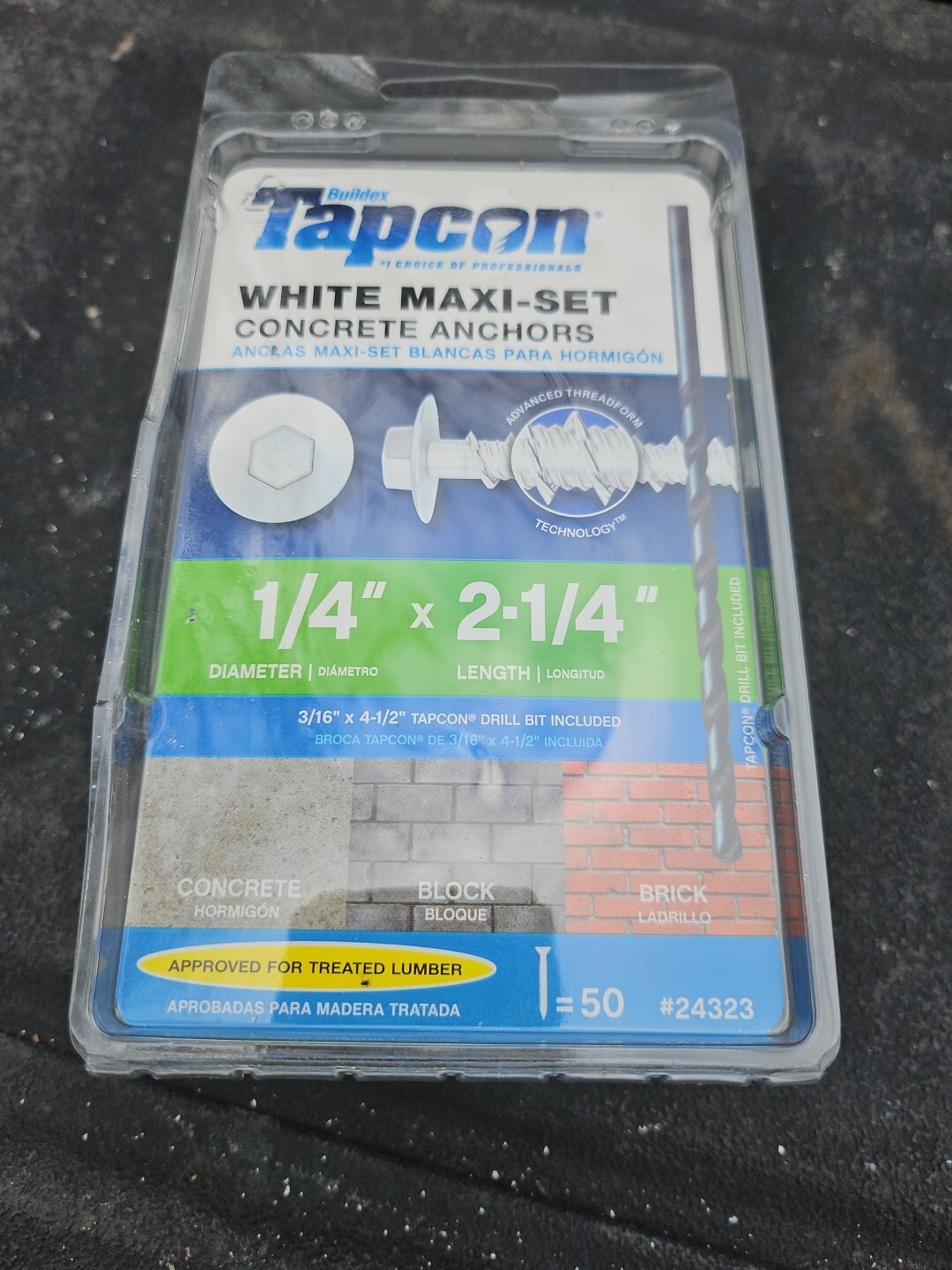 Tapcon ITW Brands 24323 50PK 1/4x2-1/4 Anchors White Tapcon ITW Brands 24323 50PK 1/4x2-1/4 Anchors White