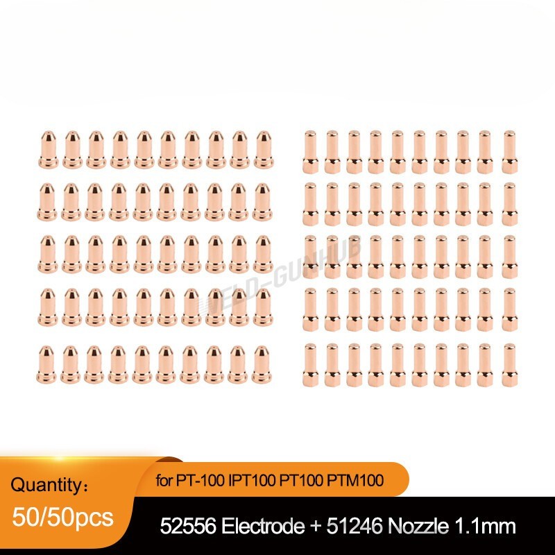100PK Fit PT-100 IPT100 PT100 PTM100 Torch 52556 Electrode 51246.11 Nozzle 1.1mm 100PK Fit PT-100 IPT100 PT100 PTM100 Torch 52556 Electrode 51246.11 Nozzle 1.1mm