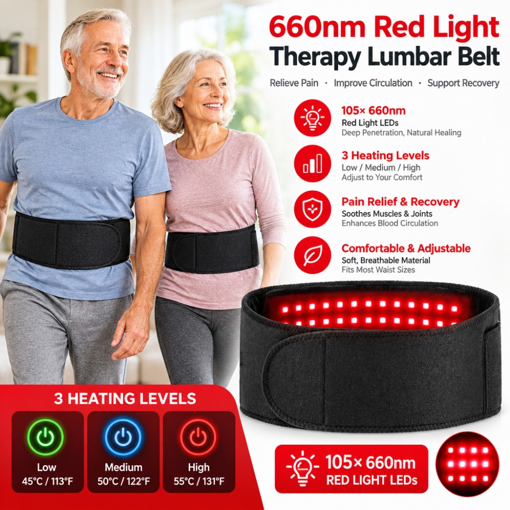 660nm Red& 850nm Near Infrared Light Therapy Waist Wrap Pad Belt For Pain Relief