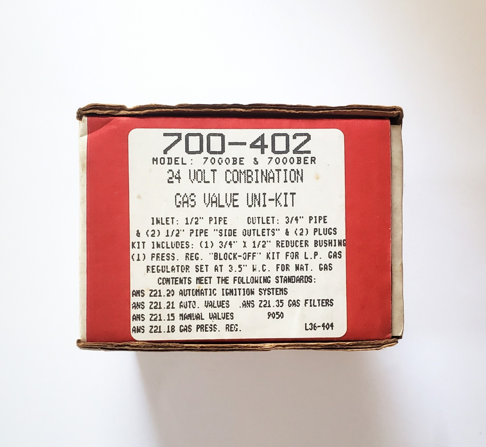 Robertshaw 700-402 24V Combination Gas Valve Uni-Kit New Open Box Robertshaw 700-402 24V Combination Gas Valve Uni-Kit New Open Box