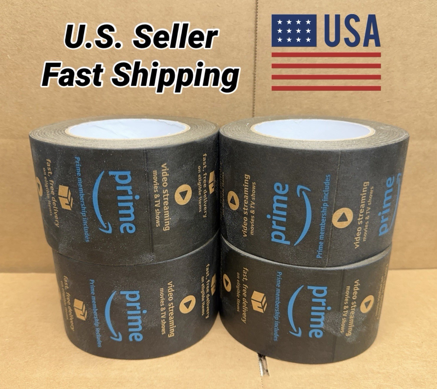 4 ROLLS 3 Inch X 164 Ft Kraft Tape Amazon Prime Self Adhesive Ships From USA 4 ROLLS 3 Inch X 164 Ft Kraft Tape Amazon Prime Self Adhesive Ships From USA