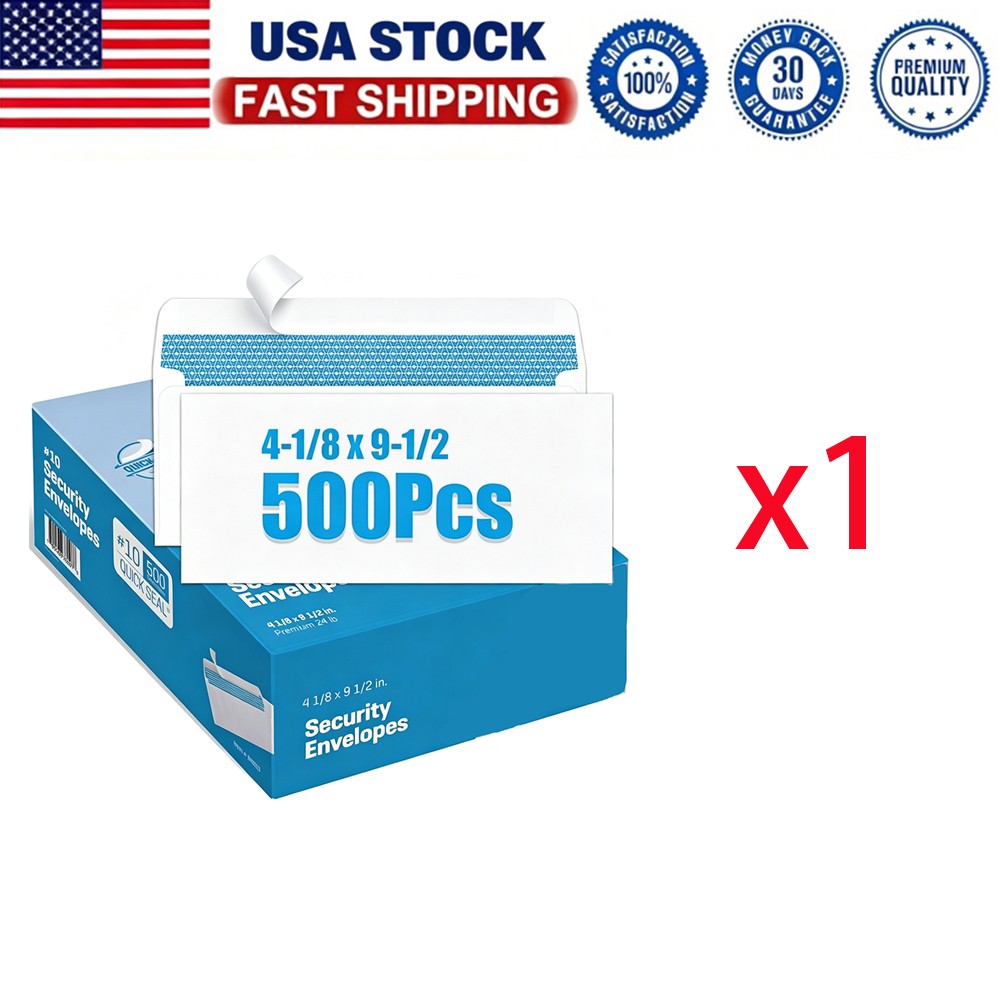 #10 Security Letter Envelopes Self-Seal Windowless 500-2500 Count 4-1/8 × 9-1/2 #10 Security Letter Envelopes Self-Seal Windowless 500-2500 Count 4-1/8 × 9-1/2