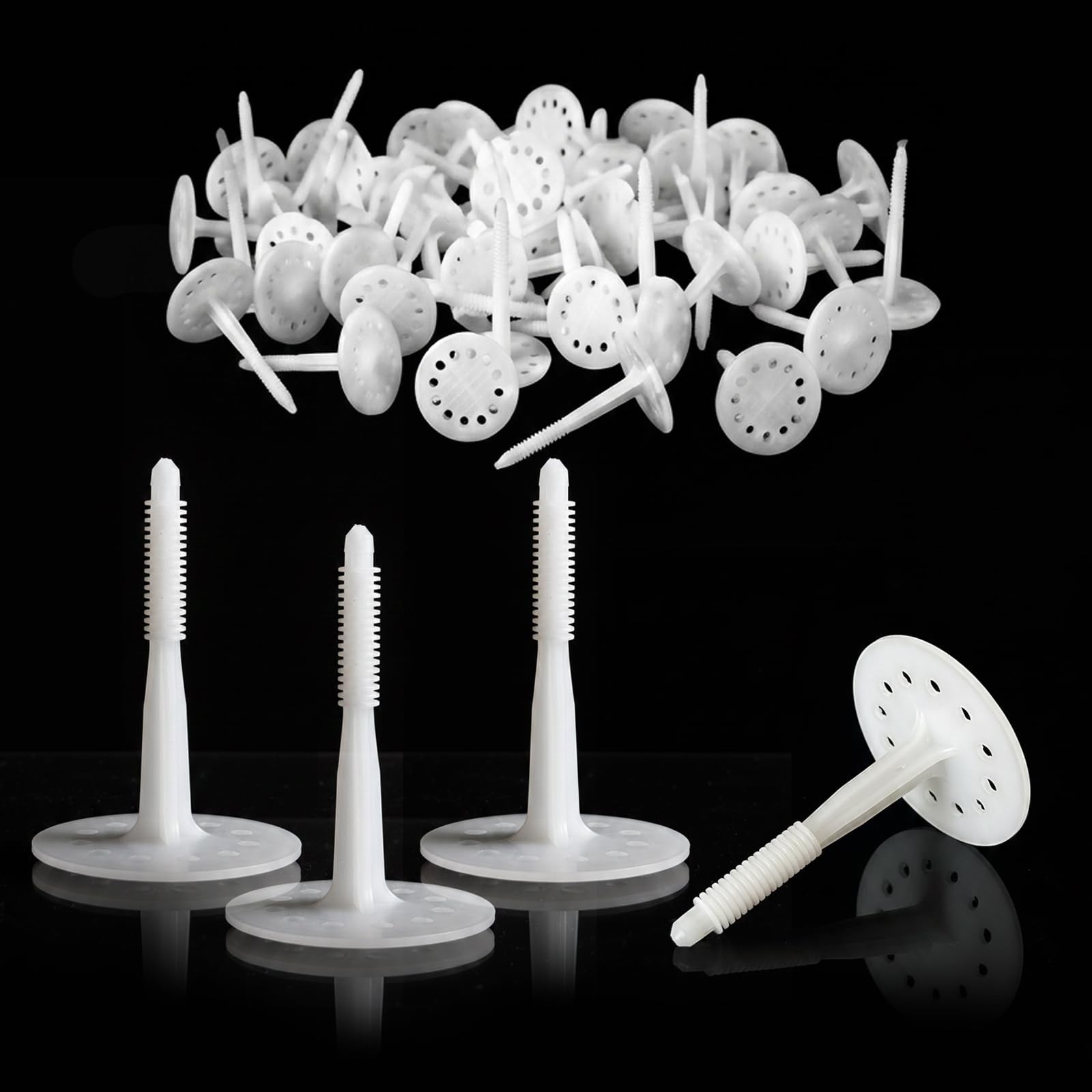 200 Pcs 4 Plastic Insulation Masonry Fasteners, Heavy Duty White Foam Board 200 Pcs 4 Plastic Insulation Masonry Fasteners, Heavy Duty White Foam Board