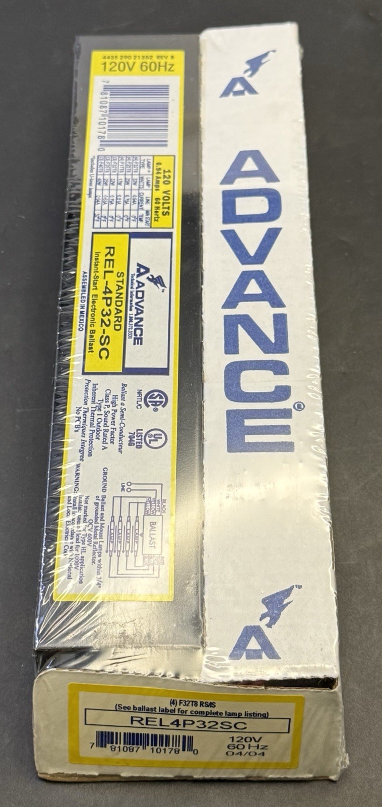 NEW SEALED Advance Standard REL-4P32-SC 120V Instant-Start Ballast GS9