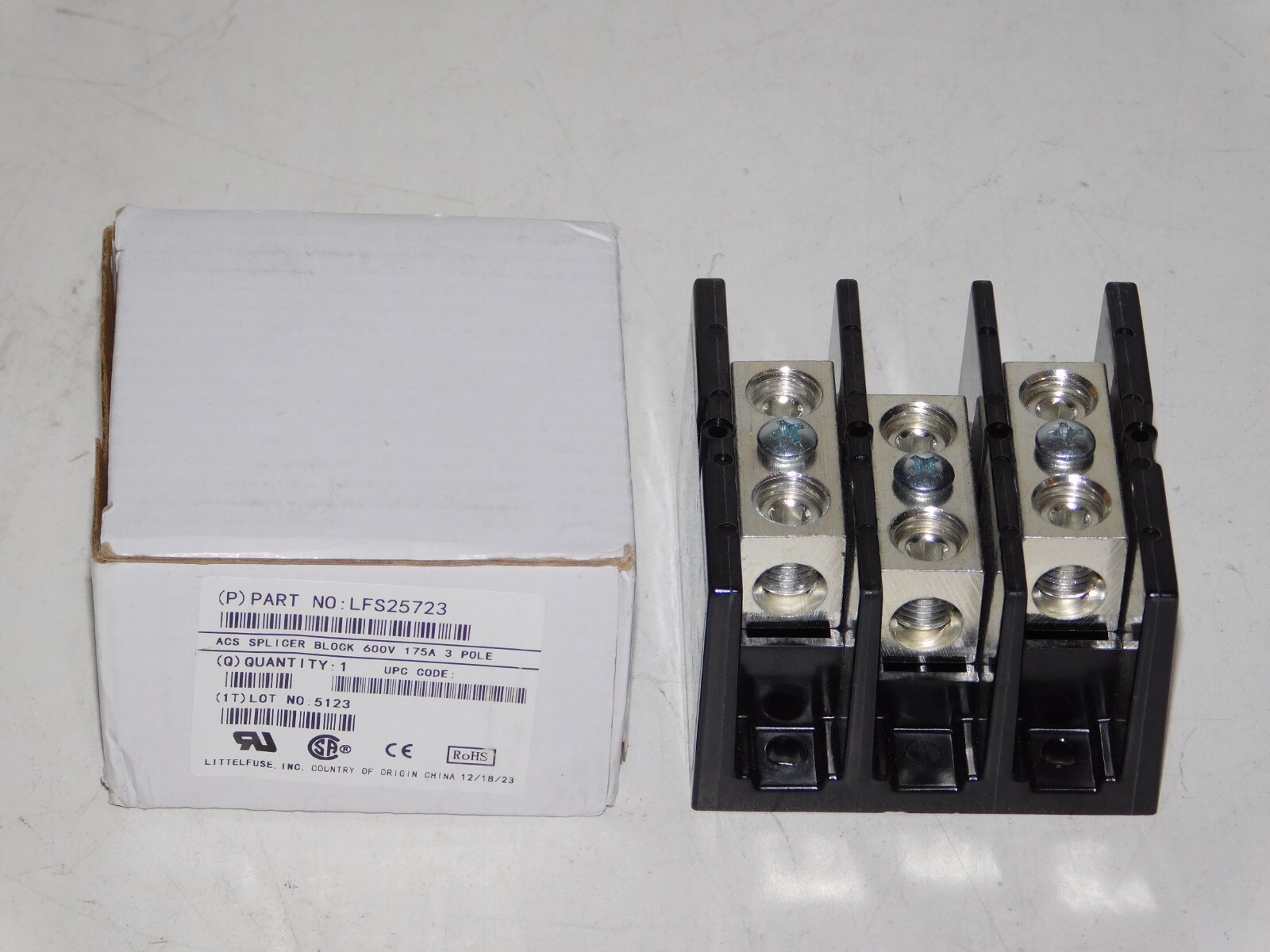 New Littelfuse LFS25723 ACS Splicer Terminal Block Unit 175A 600V 3 Pole Module