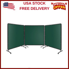 ⭐6x6FT/6x8FT Flame-Resistant 3-Panel Welding Screen w/Frame Safety Curtain Caste picture