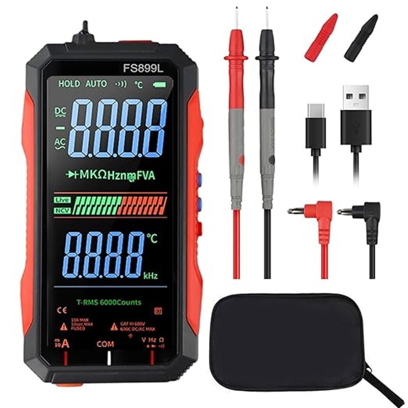 FS899L USB Rechargeable Digital Multimeter Tester for Electrical & NCV Testing FS899L USB Rechargeable Digital Multimeter Tester for Electrical & NCV Testing