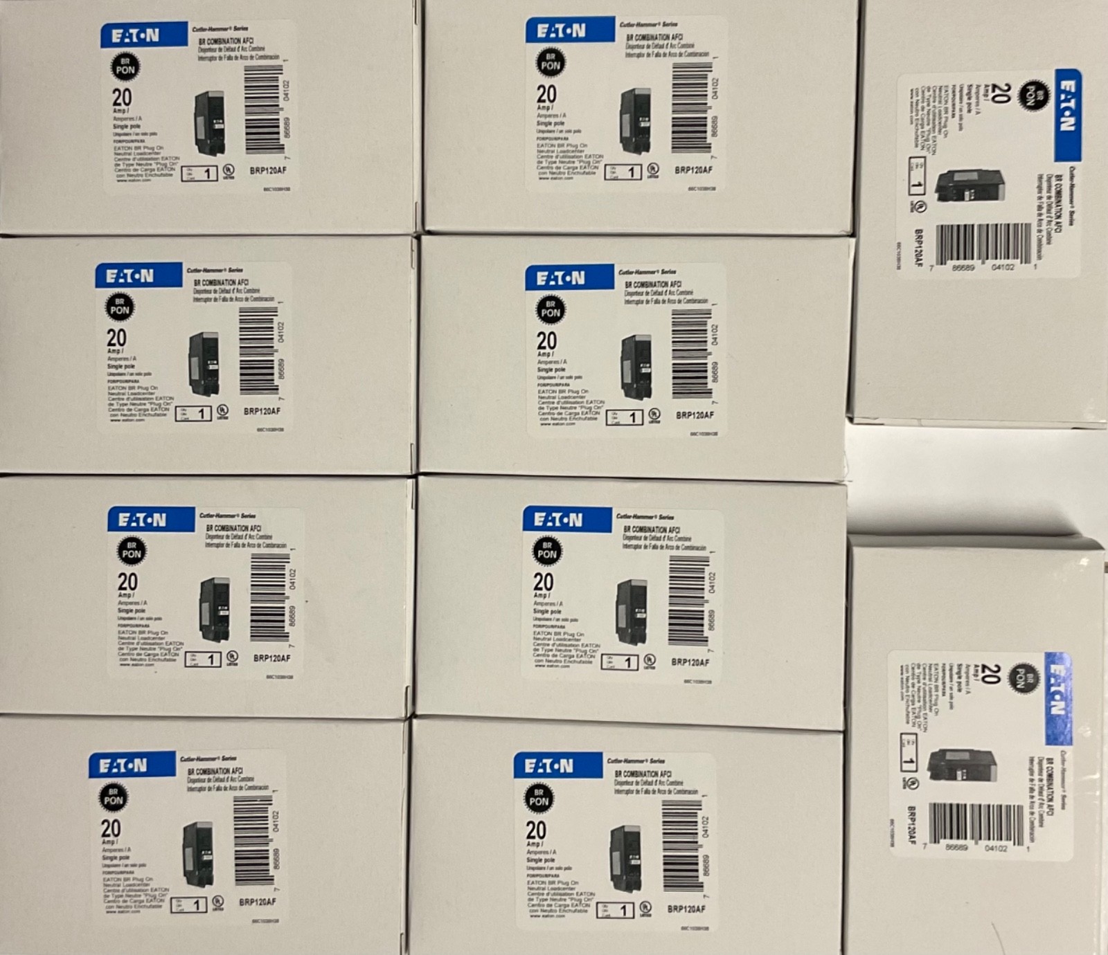 10PCS CUTLER HAMMER EATON BRP120AF 20A AFCI PLUG ON NEUTRAL (no wire) NEW IN BOX 10PCS CUTLER HAMMER EATON BRP120AF 20A AFCI PLUG ON NEUTRAL (no wire) NEW IN BOX