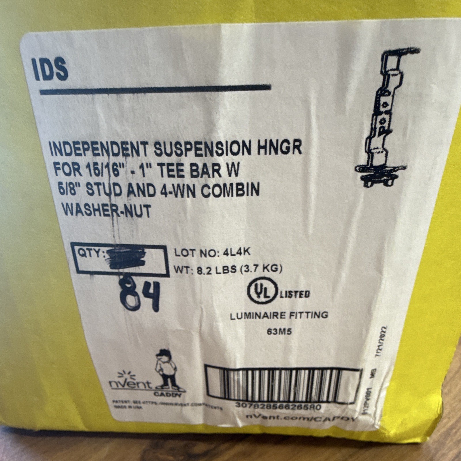 nVent CADDY IDS Independent Suspension Hanger 15/16-1in Tee Bar, 84 Pack nVent CADDY IDS Independent Suspension Hanger 15/16-1in Tee Bar, 84 Pack