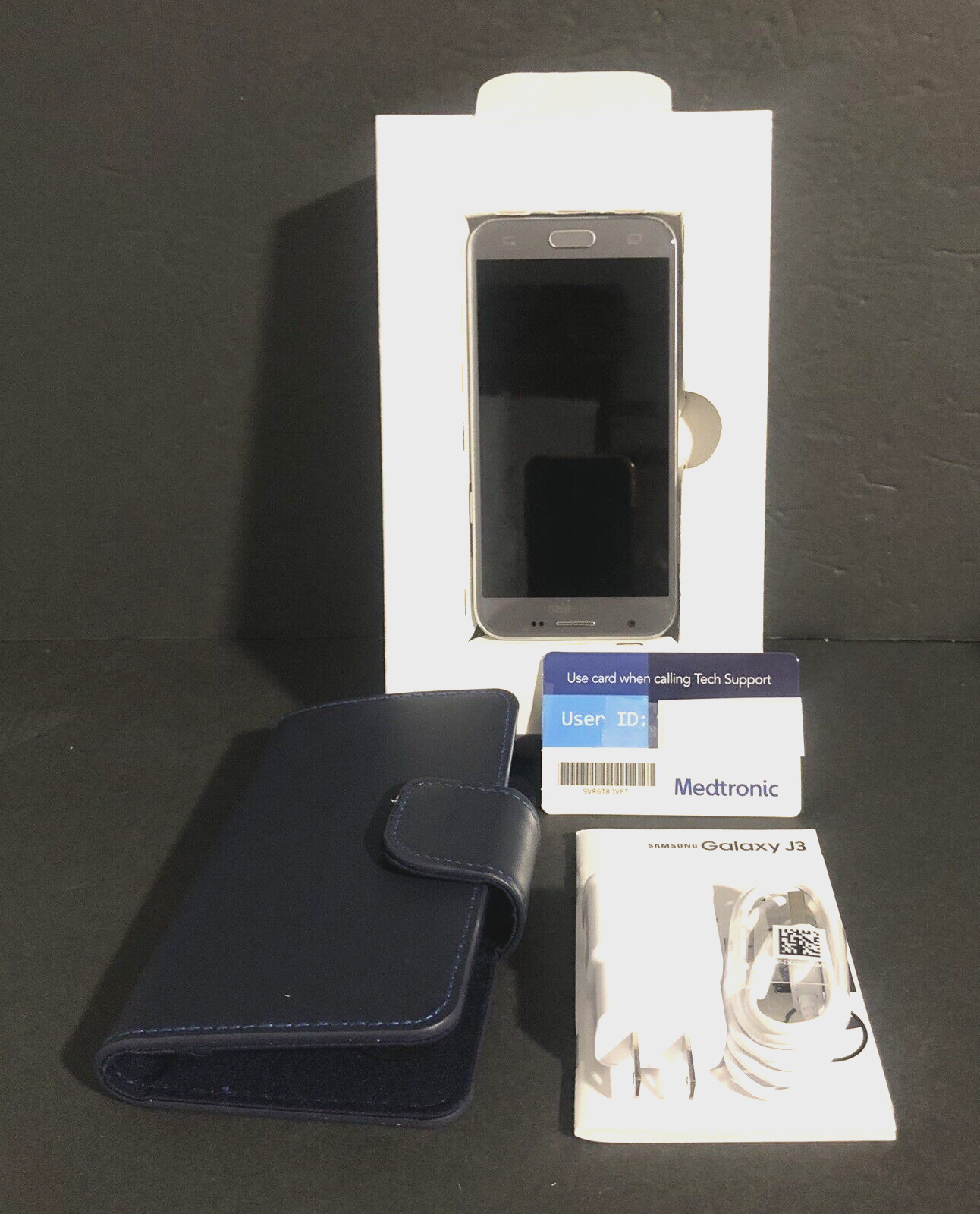 Medtronic Samsung Galaxy J3 with Case, Charger, and Guide ONLY ~ Never Used