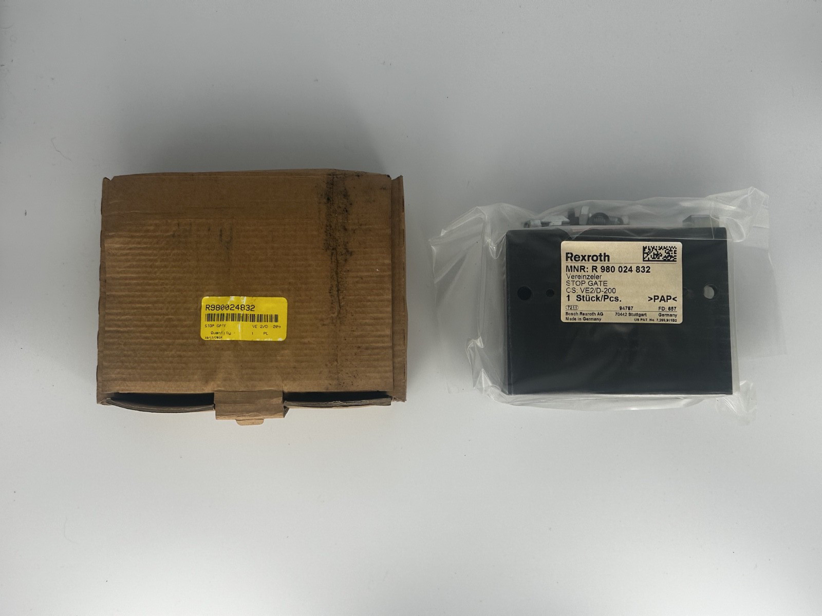 Bosch Rexroth R980024832 Stop Gate VE 2/D-200 Pneumatic New Surplus Bosch Rexroth R980024832 Stop Gate VE 2/D-200 Pneumatic New Surplus
