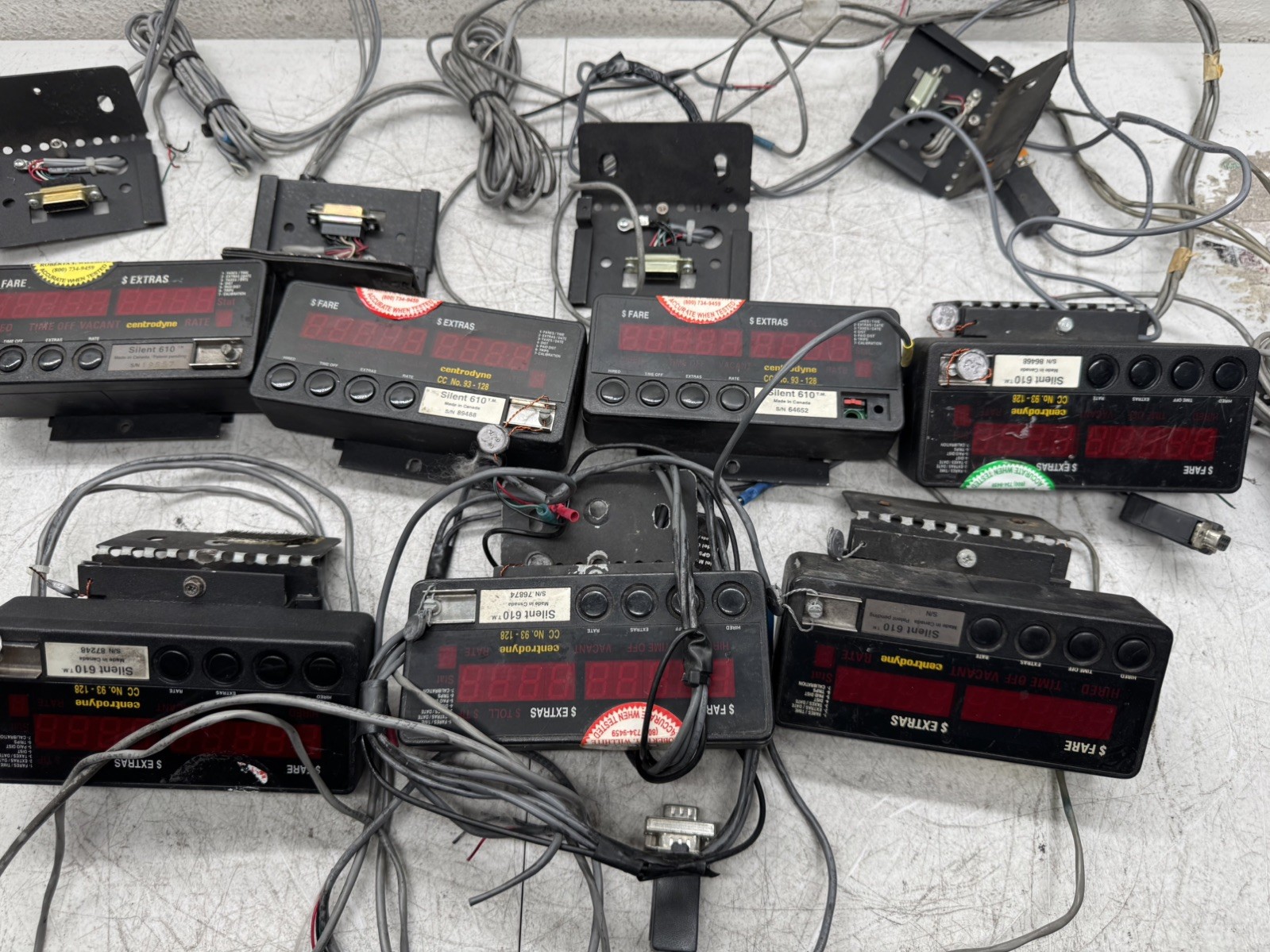 Lot of 7 Centrodyne Silent 610 Taximeters with mounting brackets  UNTESTED LOT 