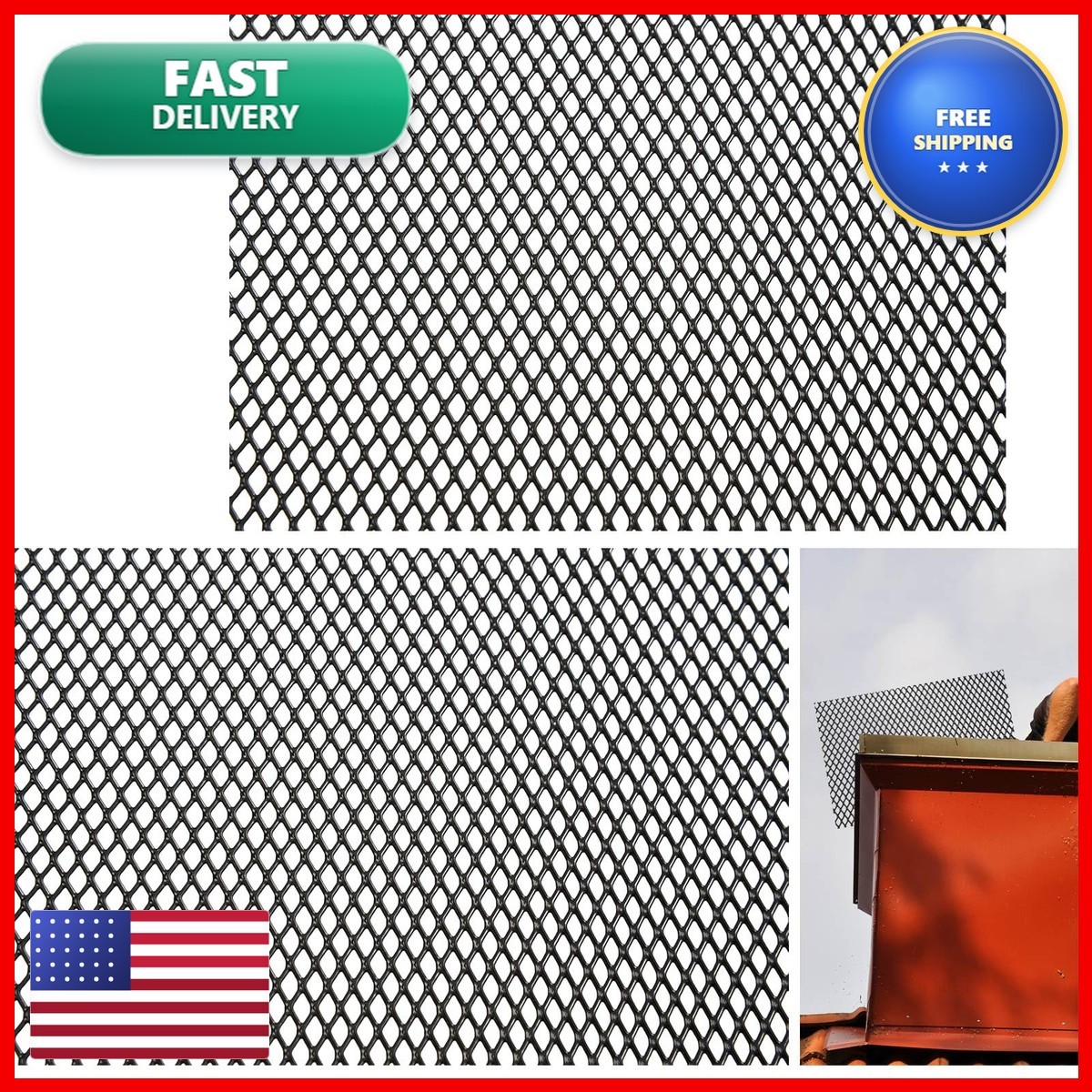 Zonon 2 Pack 24 x 48 Inch Expanded Aluminum Mesh Sheet Diamond Hole Black