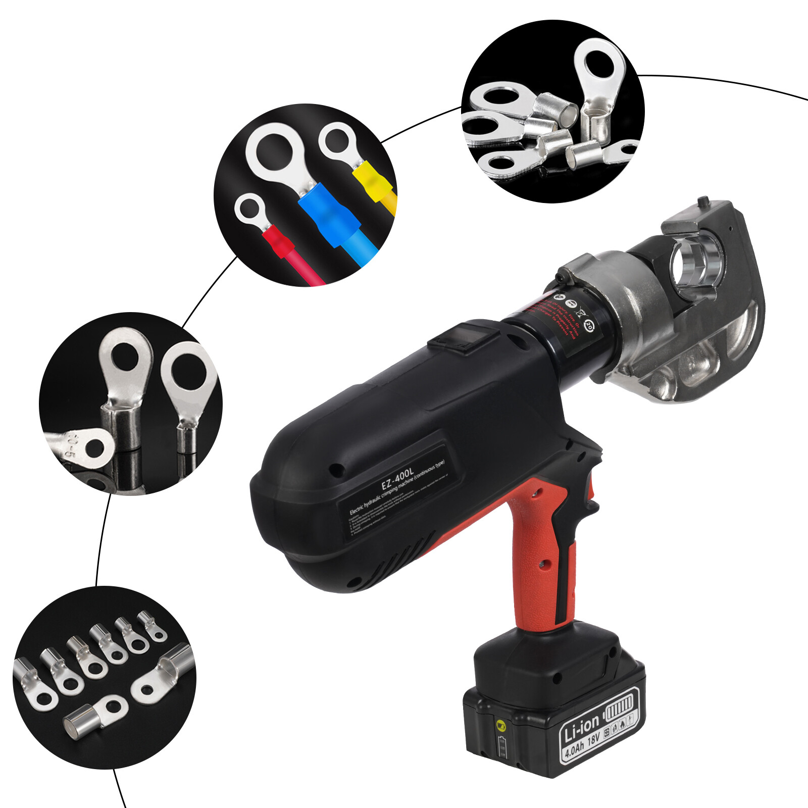 Rechargeable Electric Hydraulic Plier Battery Power Crimping Tool 18V 16-400mm² Rechargeable Electric Hydraulic Plier Battery Power Crimping Tool 18V 16-400mm²