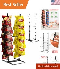 Portable 2-Row Chip Rack Display Stand with 24 Clips - Elegant Snack Holder picture