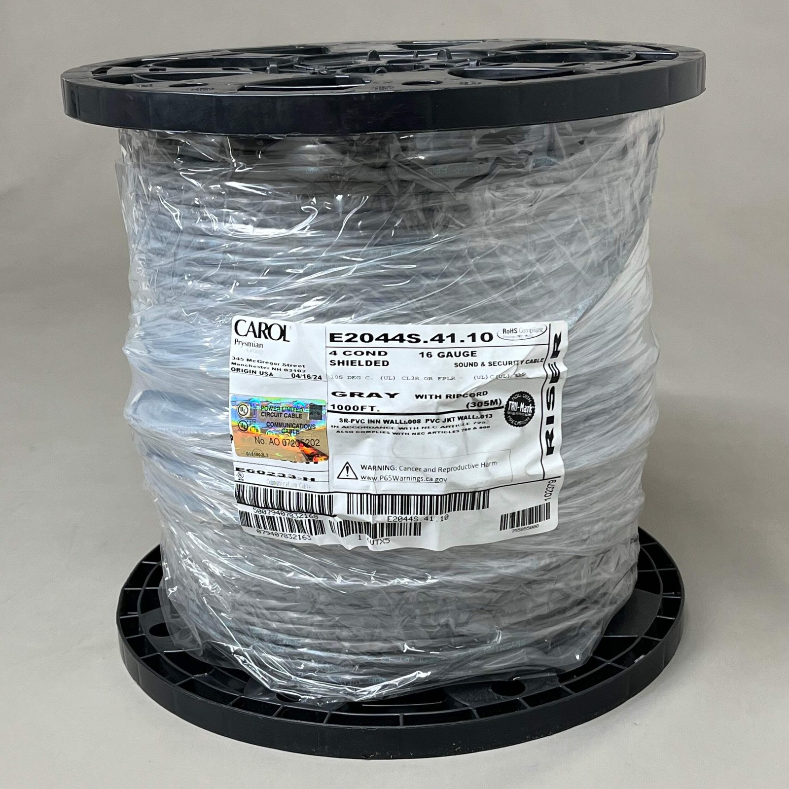 CAROL Prysmian Group 4 Conductor Shielded Copper 16 Gauge 1000ft E2044S.41.10 CAROL Prysmian Group 4 Conductor Shielded Copper 16 Gauge 1000ft E2044S.41.10