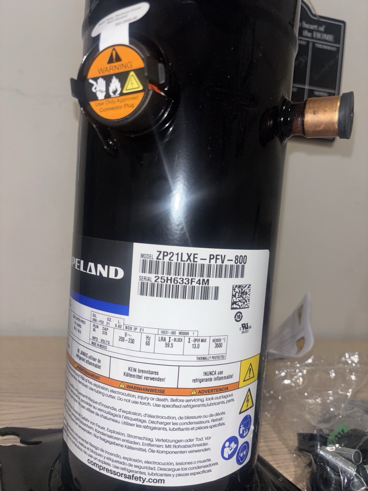 Copeland Scroll Compressor ZPS21LXE Copeland Scroll Compressor ZPS21LXE