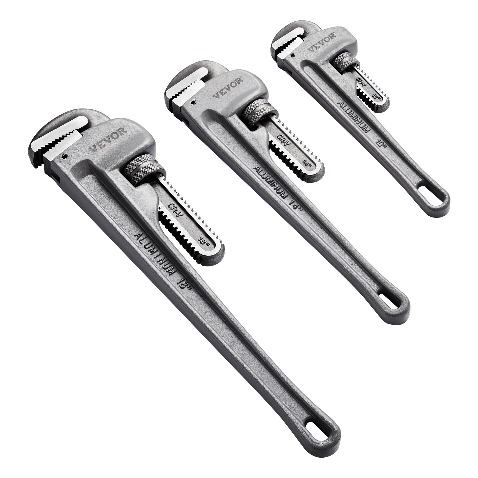 VEVOR 3PCS Aluminum Straight Pipe Wrench Set 10/14/18 in Plumbing Wrench CRV Jaw VEVOR 3PCS Aluminum Straight Pipe Wrench Set 10/14/18 in Plumbing Wrench CRV Jaw