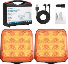 Rechargeable Amber Flashing Lights LED Truck Bus Magnetic Warning Strobe Hazard picture