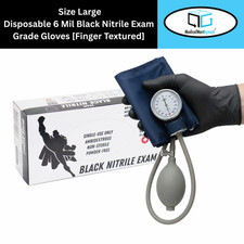 1000 Pieces 6 Mil Black Nitrile Exam Gloves, Powder and Latex Free Large picture