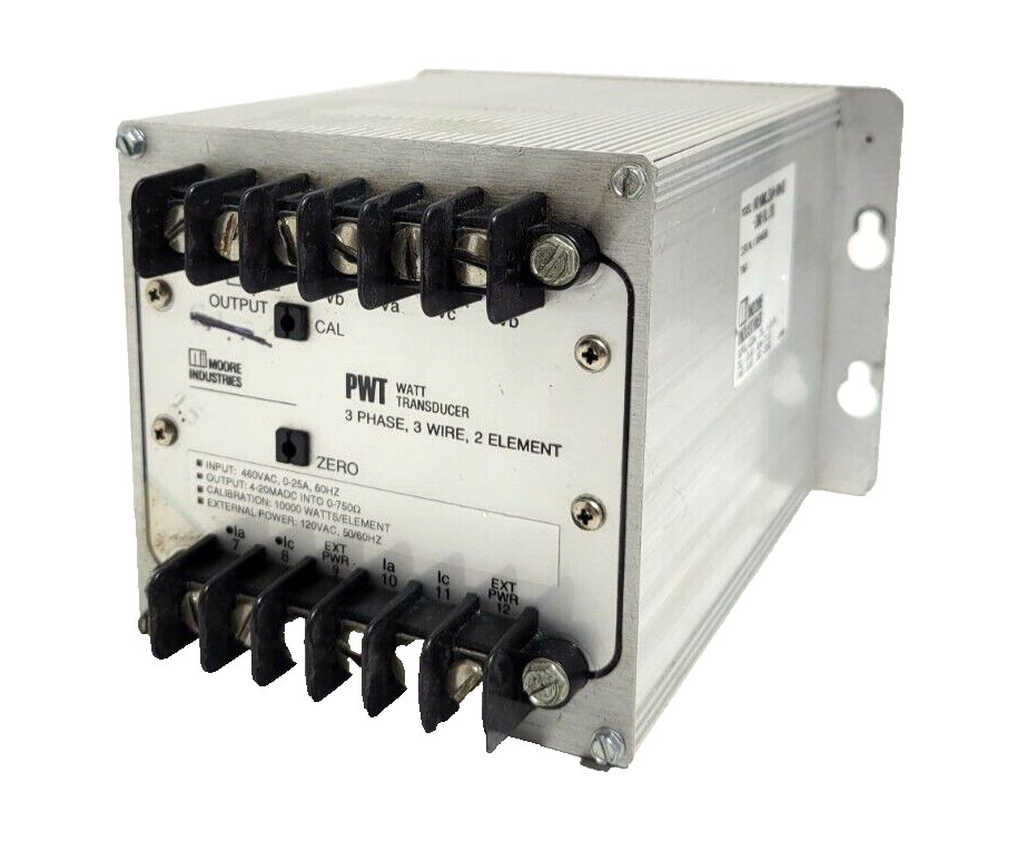 MOORE INDUSTRIES PWT/460AC,25A/4-20MA/2E PWT WATT TRANSDUCER 3 PHASE 3 WIRE