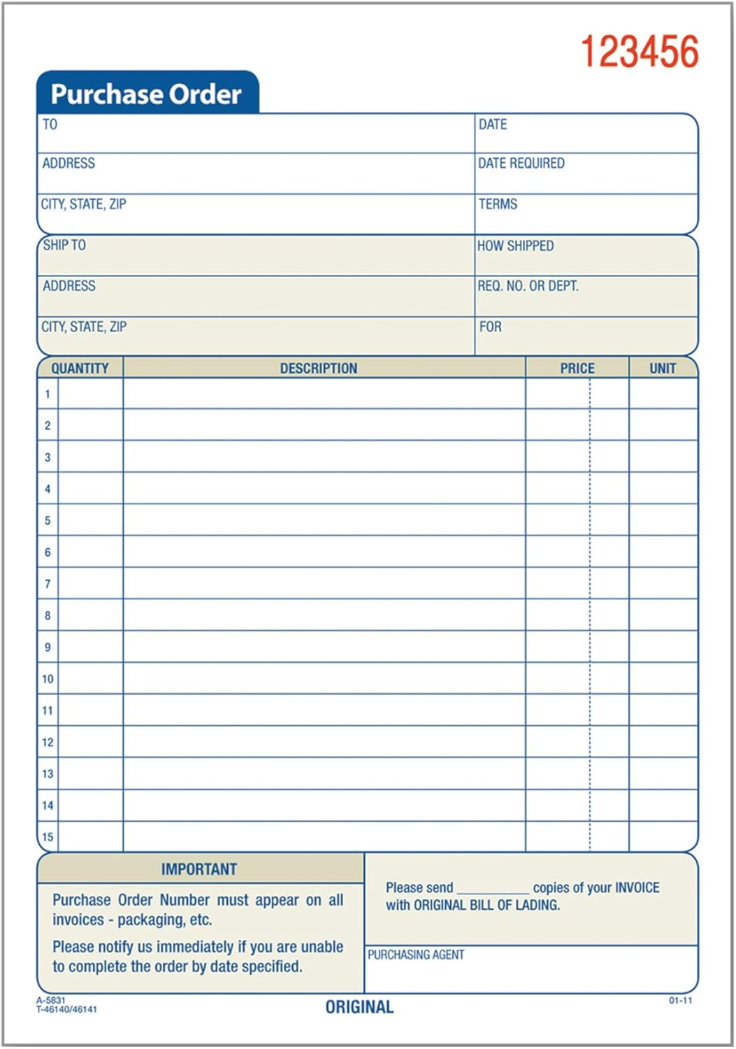 Purchase Order Book, 2-Part Carbonless, White/Canary, 5-9/16 X 8-7/16 Inches, 50 Purchase Order Book, 2-Part Carbonless, White/Canary, 5-9/16 X 8-7/16 Inches, 50