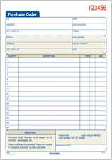 Purchase Order Book, 2-Part Carbonless, White/Canary, 5-9/16 X 8-7/16 Inches, 50 picture