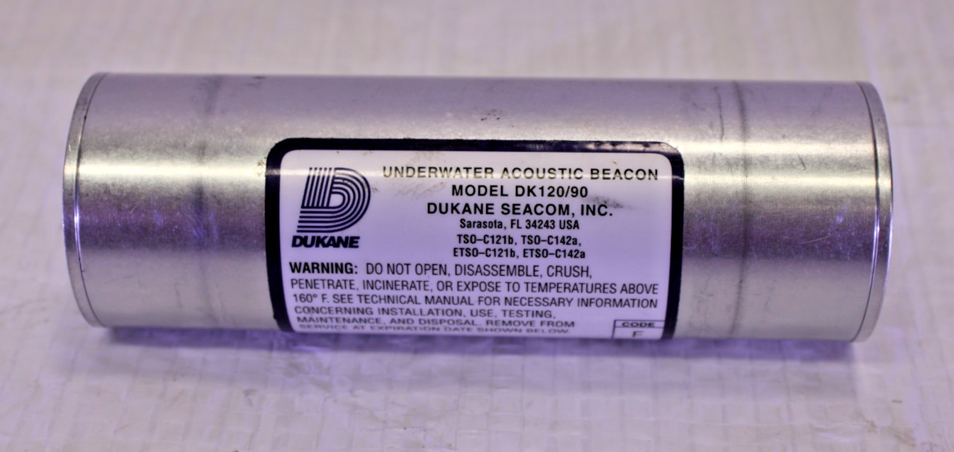 DUKANE UNDERWATER ACOUSTIC BEACON MODEL DK 120/90, Exp 09/2025, For Parts/Repair