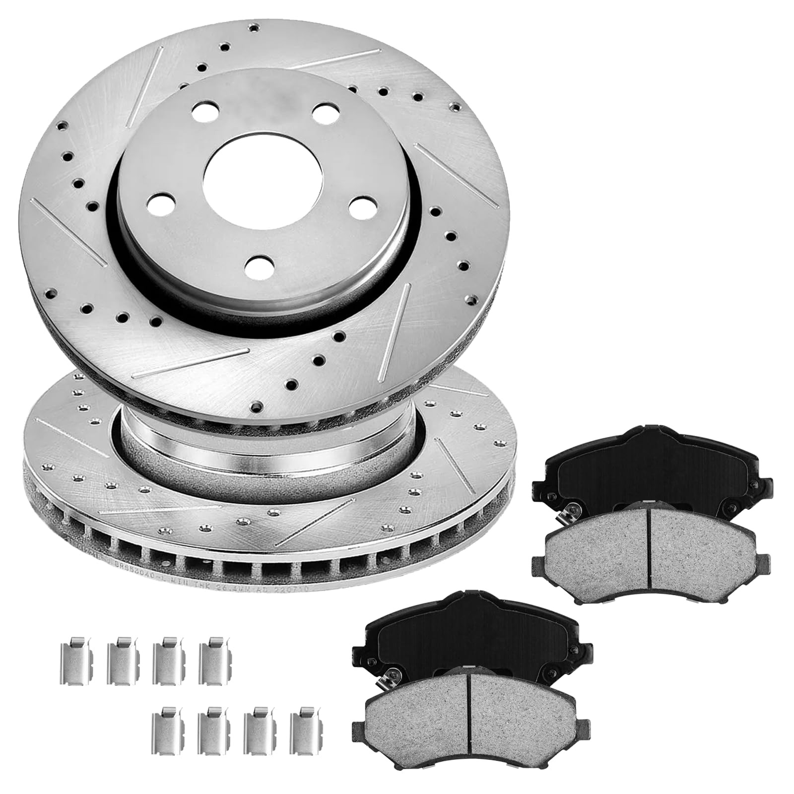 11.89 Front Brake Kit Drilled Slotted Rotors 2007-18 Jeep Wrangler JK 53040 1273