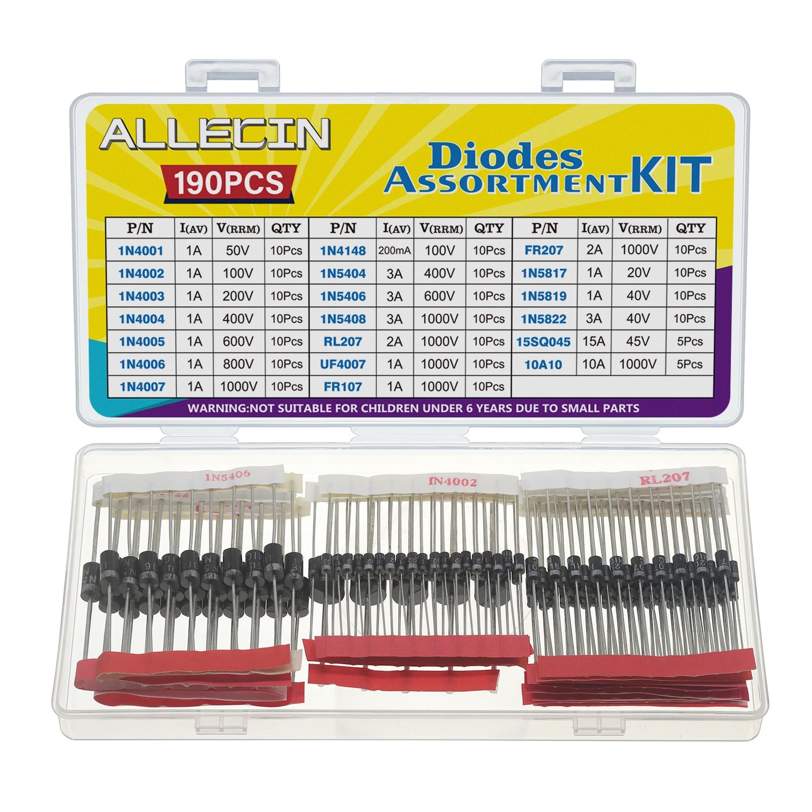 20 Values Diode Assortment Kit Rectifier Schottky Fast Recovery Diodes Set 20 Values Diode Assortment Kit Rectifier Schottky Fast Recovery Diodes Set