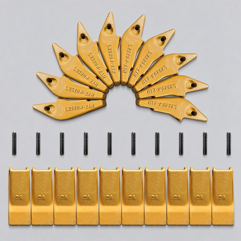 Weld-on Flush Mount L2520N-2AH Bucket Shanks 2A Bucket Teeth with Pins -10 Set