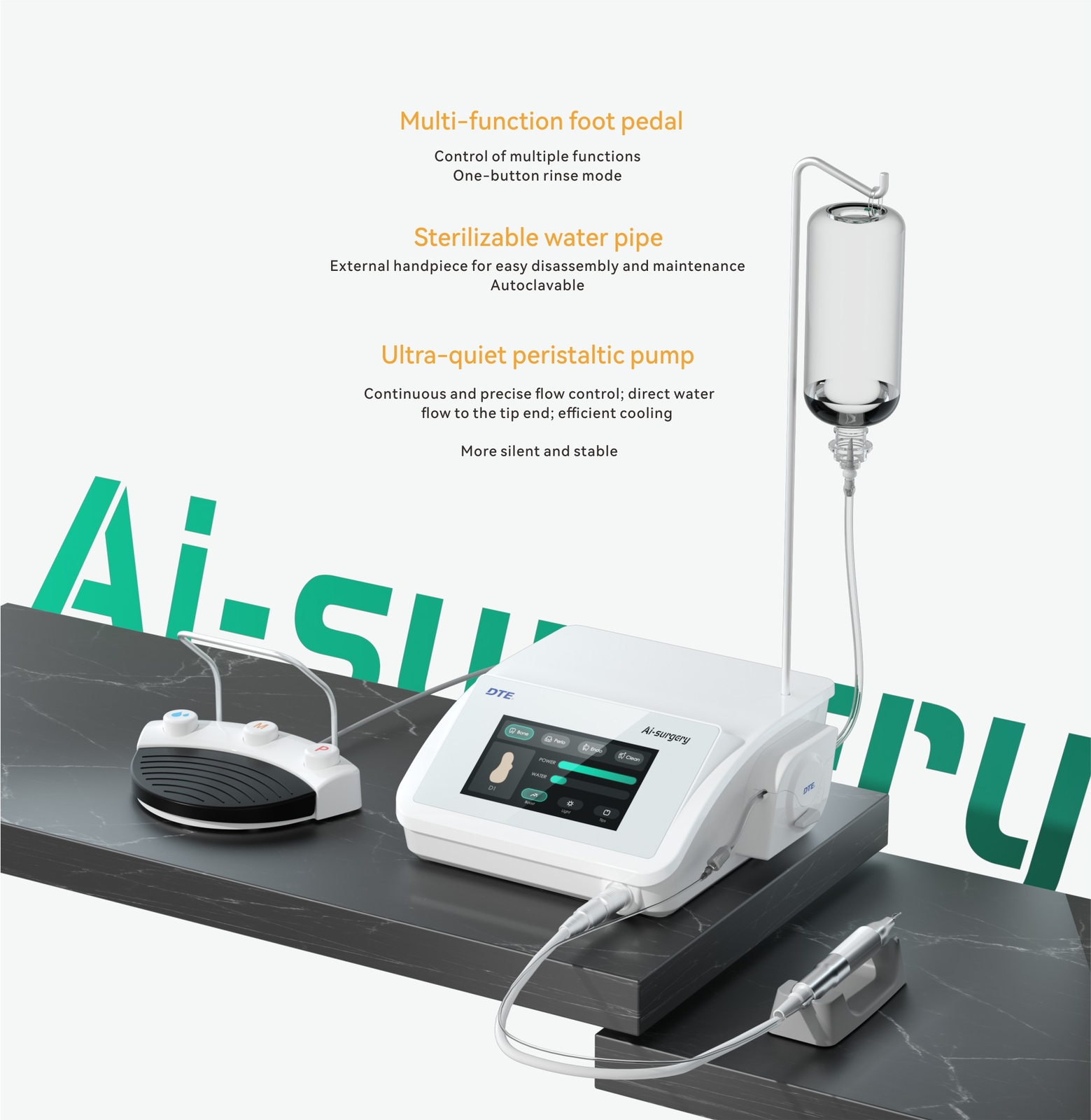 Woodpecker DTE AI Surgery Piezo Bone Surgical Motor Ultrasonic Cutter +14 Tips