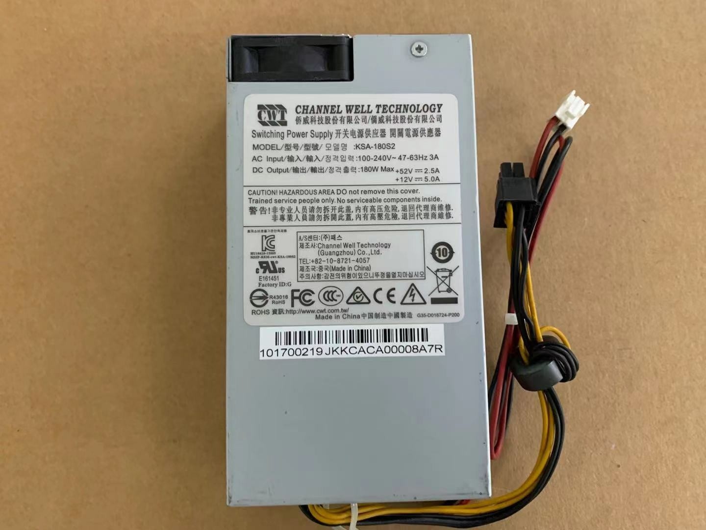 1PC CWT KSA-180S2 12V 5A 52V 2.5A Server Switching Power Supply *pt 1PC CWT KSA-180S2 12V 5A 52V 2.5A Server Switching Power Supply *pt