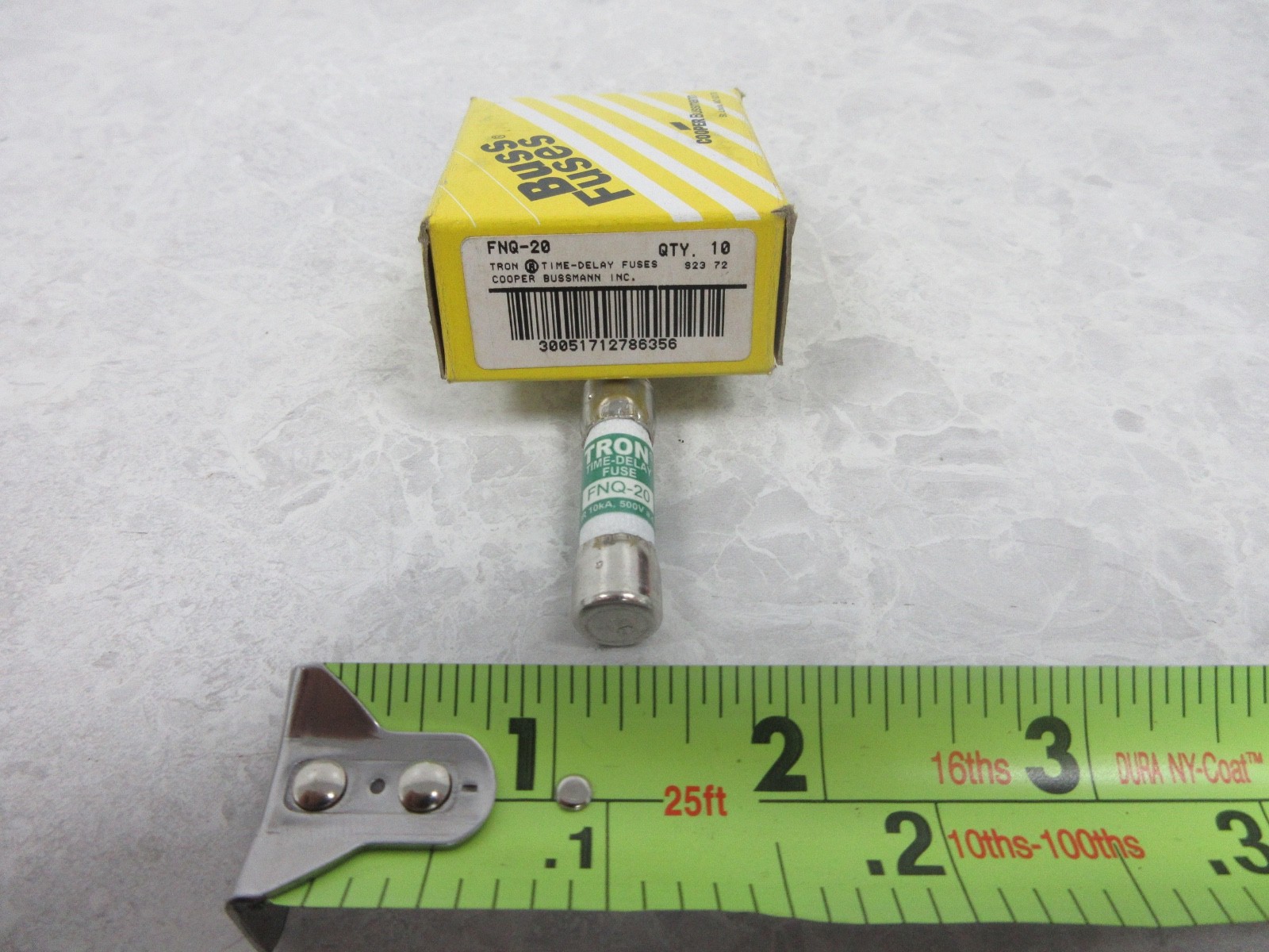 BOX OF 10 BUSSMANN FNQ-20 MIDGET FUSES, 20A, 500V, Y0508 BOX OF 10 BUSSMANN FNQ-20 MIDGET FUSES, 20A, 500V, Y0508