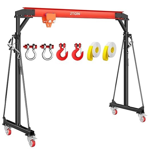 Garvee 4400LBS Gantry Crane 8-11FT 2 Ton Adjustable Shop Lift Hoist with Trolley Garvee 4400LBS Gantry Crane 8-11FT 2 Ton Adjustable Shop Lift Hoist with Trolley