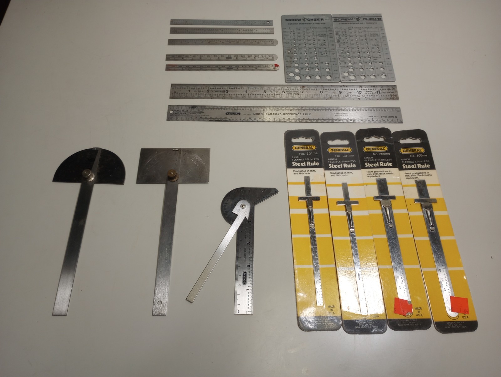 Vintage Machinist Tool Lot Starrett Gaebel General Rules Protractors NOS USA Vintage Machinist Tool Lot Starrett Gaebel General Rules Protractors NOS USA