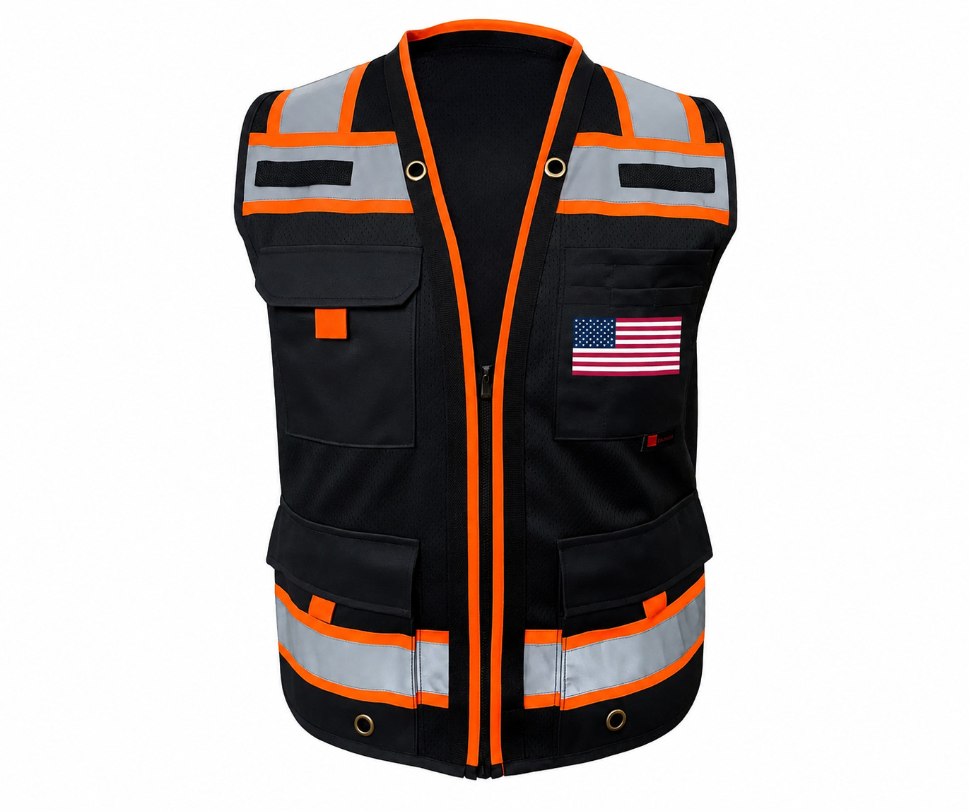 USA FLAG HIGH VISIBILITY Surveyor Two Tones Safety Vest Mesh front & back USA FLAG HIGH VISIBILITY Surveyor Two Tones Safety Vest Mesh front & back