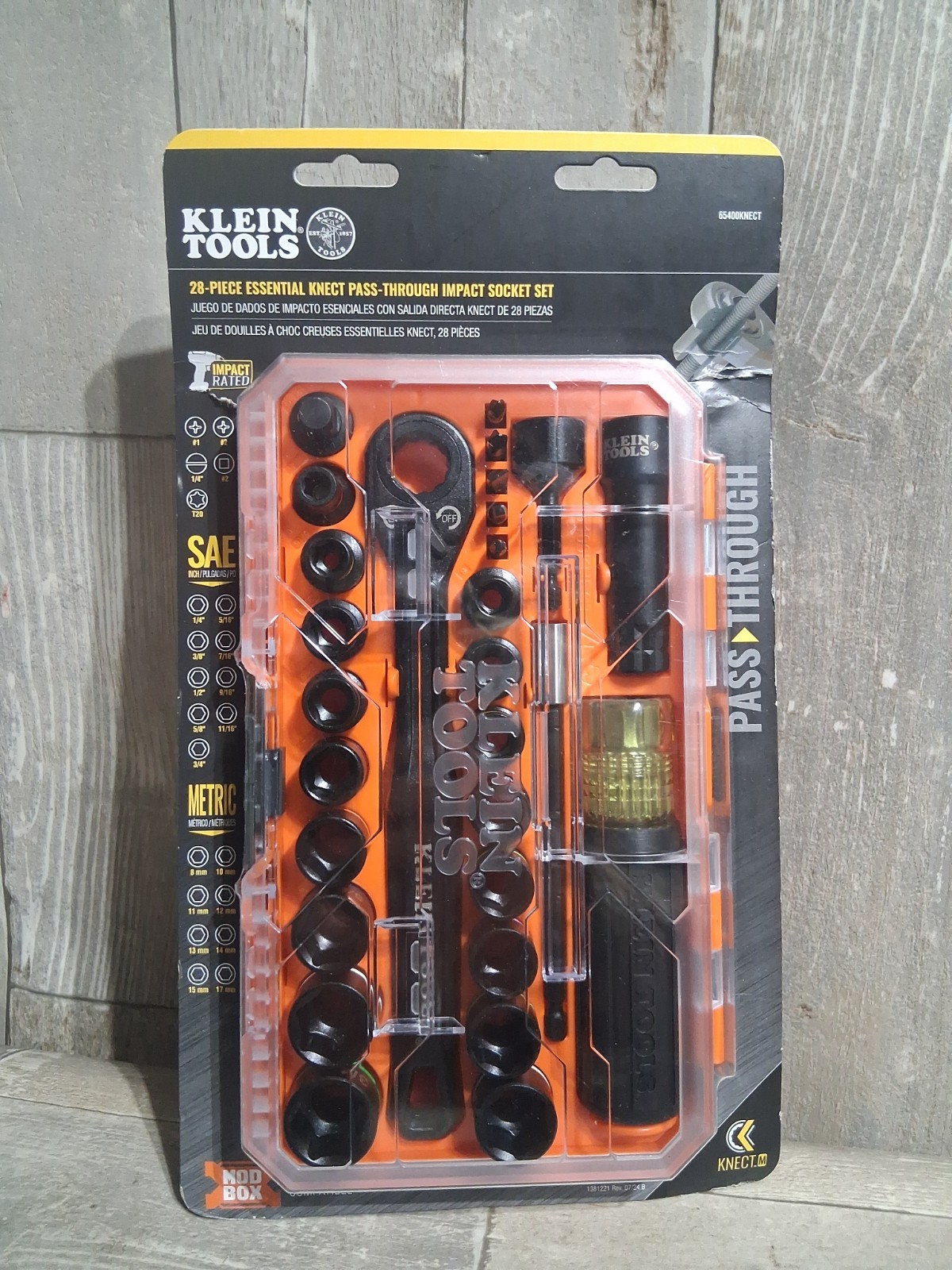 New Klein Tools 65400KNECT KNECT Pass Through Impact Socket Set 28pc SAE/Metric
