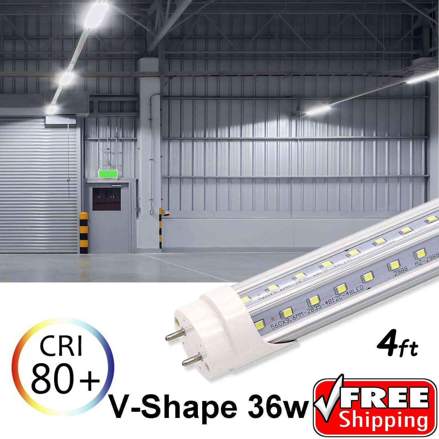 V-Shape 10-1000 PACK LED G13 4FT 4 Foot T8 Tube Light Bulbs 2-PINS 36W 6500K V-Shape 10-1000 PACK LED G13 4FT 4 Foot T8 Tube Light Bulbs 2-PINS 36W 6500K