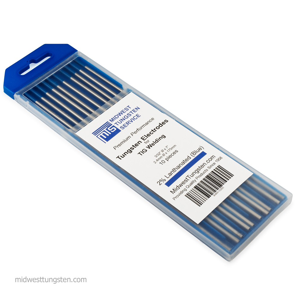 TIG Welding Tungsten Rod Electrodes 2% Lanthanated 3/32” x 7” (Blue, WL20) 10PK TIG Welding Tungsten Rod Electrodes 2% Lanthanated 3/32” x 7” (Blue, WL20) 10PK