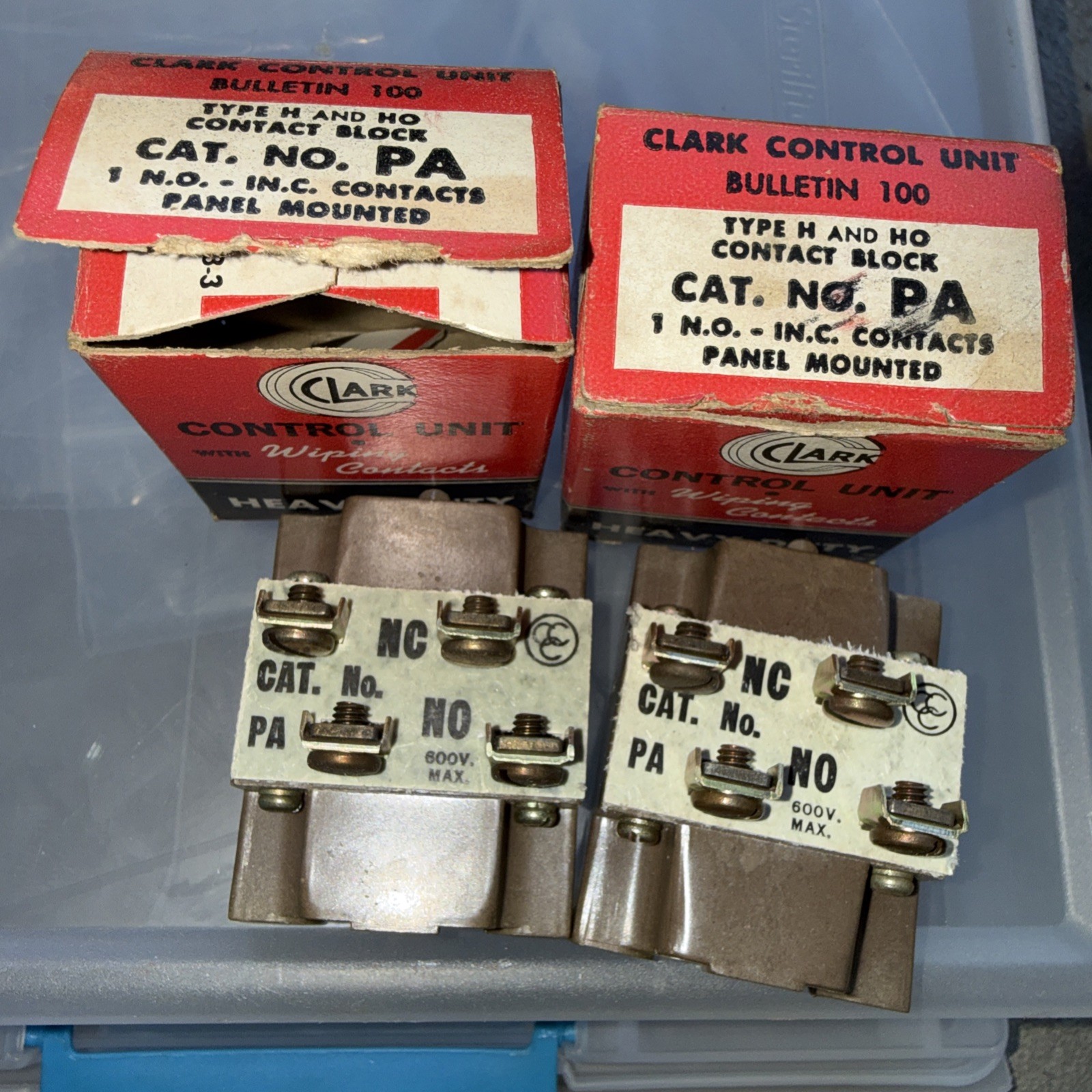 2 New CLARK Type H & HO Contact Block PA 1NO 1NC Heavy Duty New Old Stock