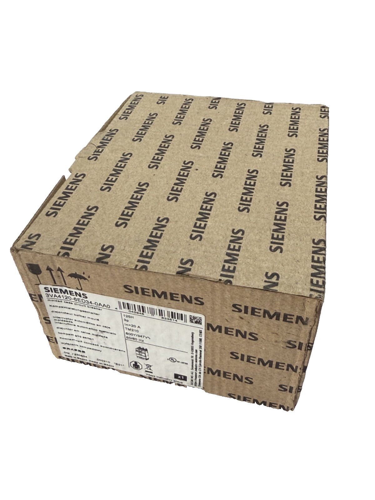 (1) NEW Siemens 3VA4120-6ED34-0AA0 3p 20a 65k Circuit Breaker - NEW IN BOX (1) NEW Siemens 3VA4120-6ED34-0AA0 3p 20a 65k Circuit Breaker - NEW IN BOX