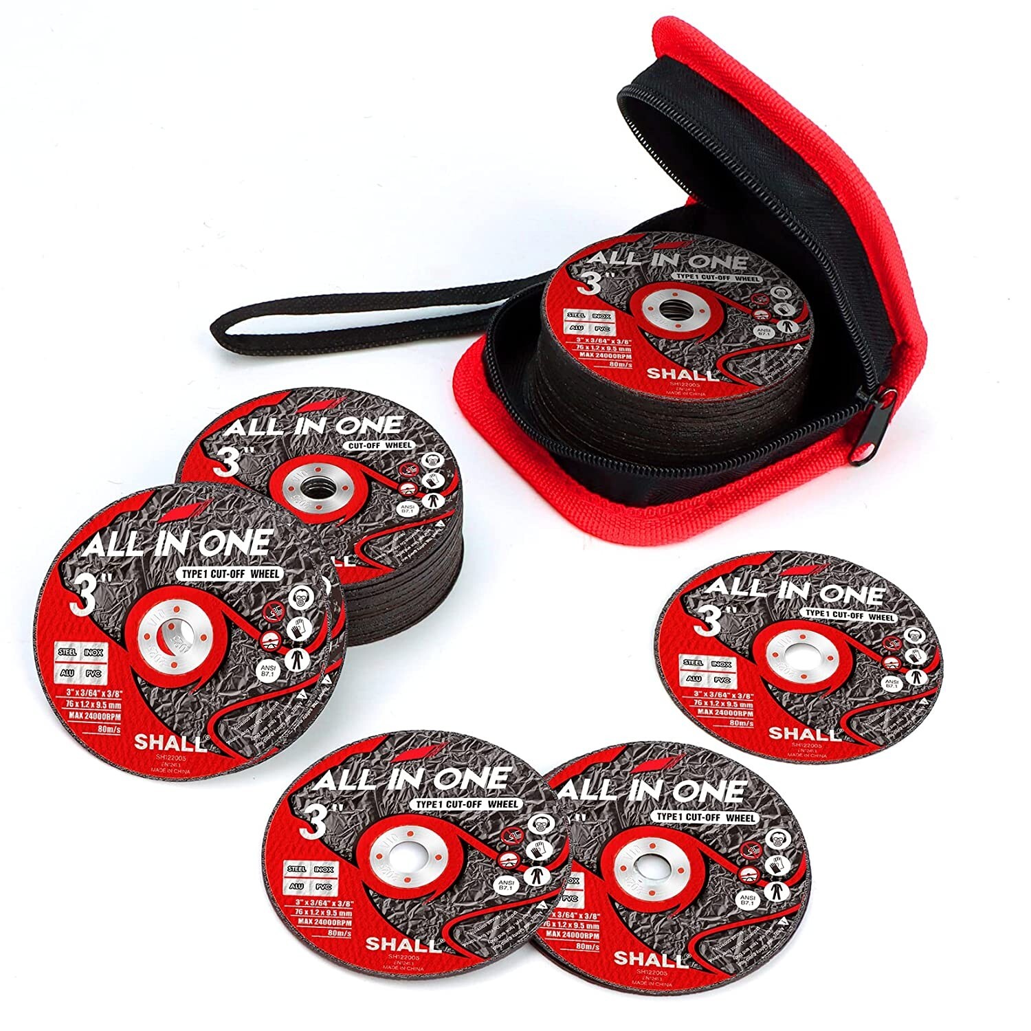 SHALL 25-Pack Cut Off Wheels 3” x 3/8” x 3/64” - Fast Cutting Disc SHALL 25-Pack Cut Off Wheels 3” x 3/8” x 3/64” - Fast Cutting Disc