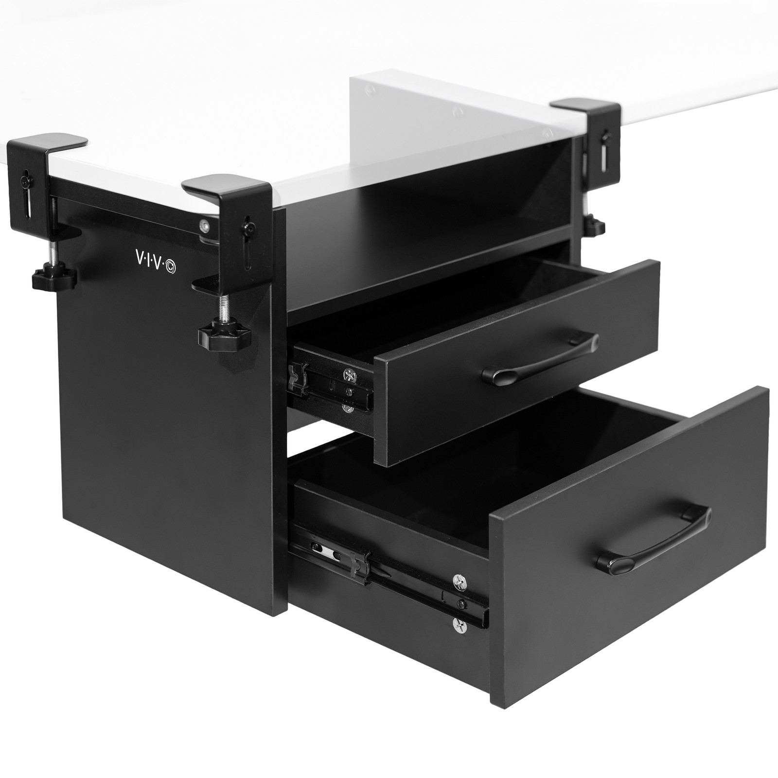 VIVO Black Corner Clamp-on Desk Drawer & Shelf System VIVO Black Corner Clamp-on Desk Drawer & Shelf System