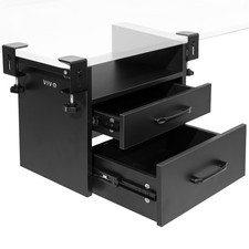 VIVO Black Corner Clamp-on Desk Drawer & Shelf System picture